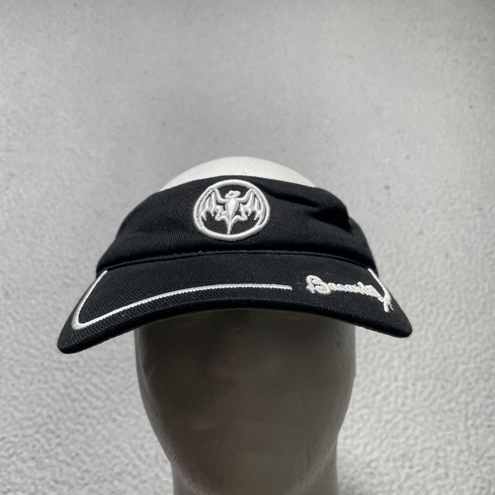 Bacardi Hat Visor Fitted Black White Rum Advertising Promo‎ Mens Golf Logo